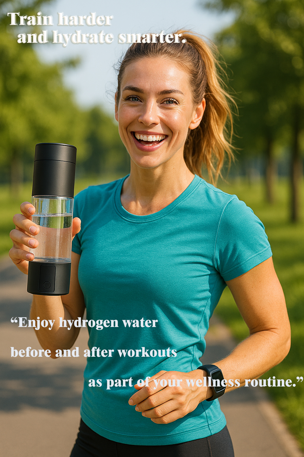 hydrogen water bottle outside