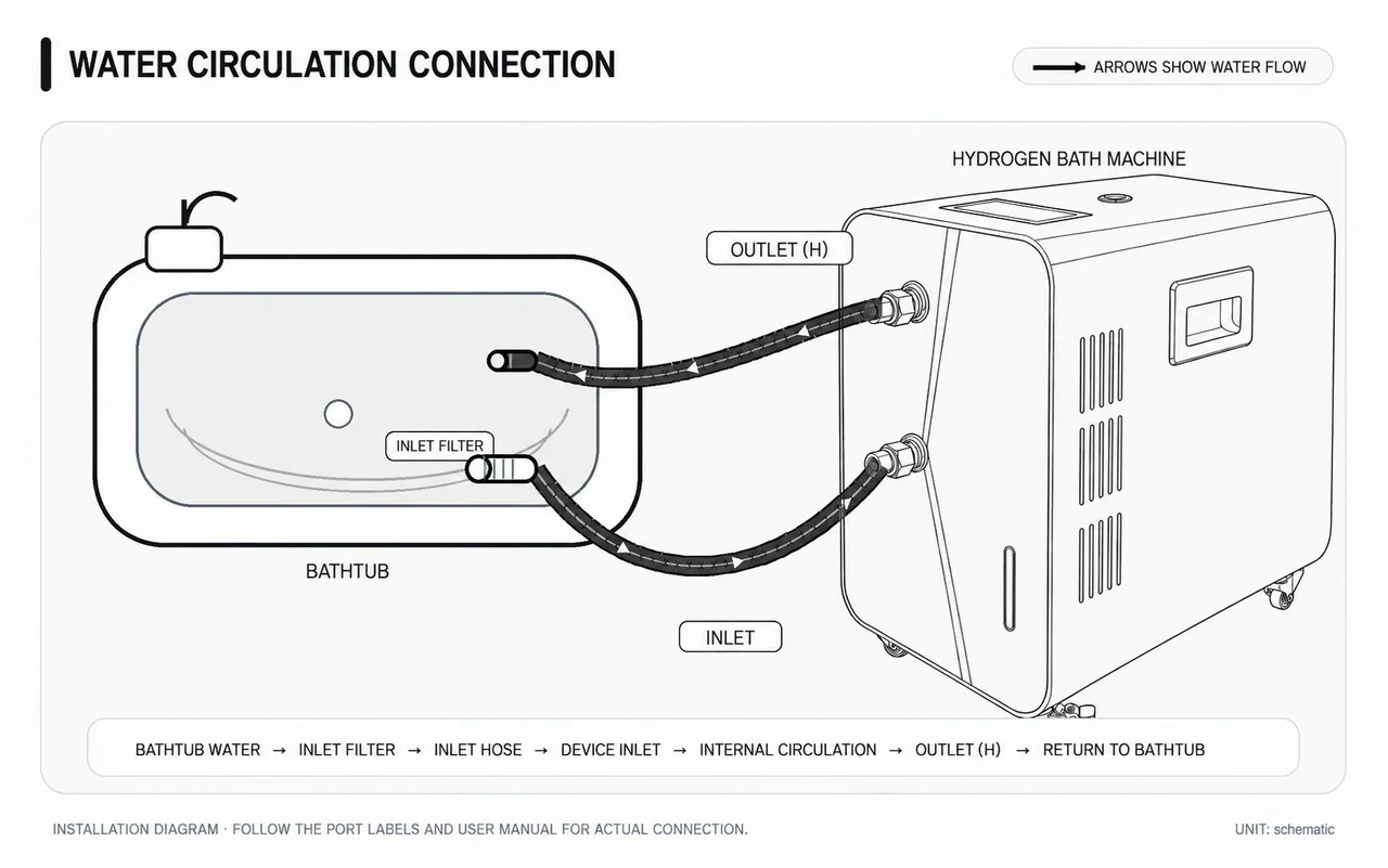 HSPA-2 bathtub water circulation connection diagram